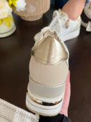 Redz White & Gold Wedge Trainers - 63G326-V168A