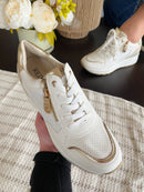 Redz White & Gold Wedge Trainers - 63G326-V168A