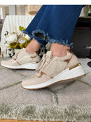 Redz Beige Wedge Trainers - 6G596W-V375