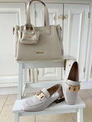 Gionni Tote Bag With Mini Tote Charm - 11G2853 Cream