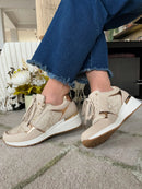 Redz Beige Wedge Trainers - 6G596W-V375