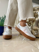 Drilleys "Eighty" Chalky Blush Trainer - Cream & Pink