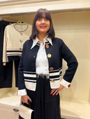 Celine Gold Button & Stripe Knit Jacket  - Black