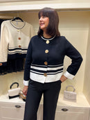 Celine Gold Button & Stripe Knit Jacket  - Black