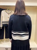 Celine Gold Button & Stripe Knit Jacket  - Black