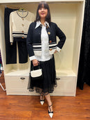 Celine Gold Button & Stripe Knit Jacket  - Black