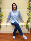 Delphine Pearl Collar Shirt - Powder Blue