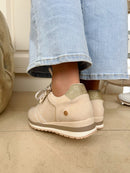 XTI Beige & Gold Trainer 145163