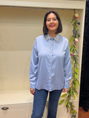 Delphine Pearl Collar Shirt - Powder Blue