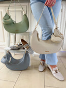 Gionni Curved Bag With Mini Bag Charm - 11G2852 Dark Cream