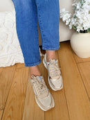 Marco Tozzi Cream & Blue Trainer 2-23758-46 402