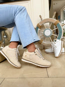 XTI Beige & Gold Trainer 145163