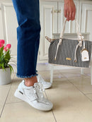 Gionni Stripe Canvas Bag - 11G2868 White & Black