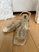XTI Gold Metallic Braided Strap Sandal 145433