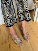 XTI Gold Metallic Braided Strap Sandal 145433