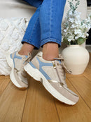 Marco Tozzi Cream & Blue Trainer 2-23758-46 402