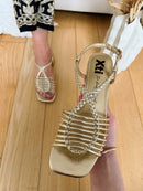 XTI Gold Metallic Braided Strap Sandal 145433