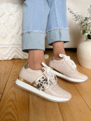 Redz Pink/Beige Leopard Stripe Trainers - 86355-X21001