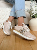 Redz Pink/Beige Leopard Stripe Trainers - 86355-X21001