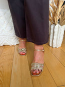 XTI Rose Gold & Gold Woven Sandal 145434