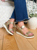 XTI Gold Wedge Sandal 145254