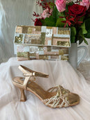 Chloe Sequin & Bead Cotton Clutch Bag - Gold, Rose & Blush