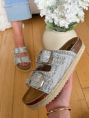 XTI Silver Woven Platform Slider Sandal 145072