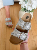 XTI Silver Woven Platform Slider Sandal 145072