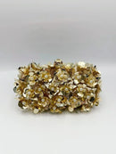 Alice Pearl & Sequin Flower Applique Clutch Bag - Gold