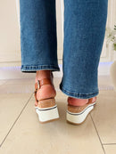 Redz Gold Buckle Wedge Sandals - Tan CF21202