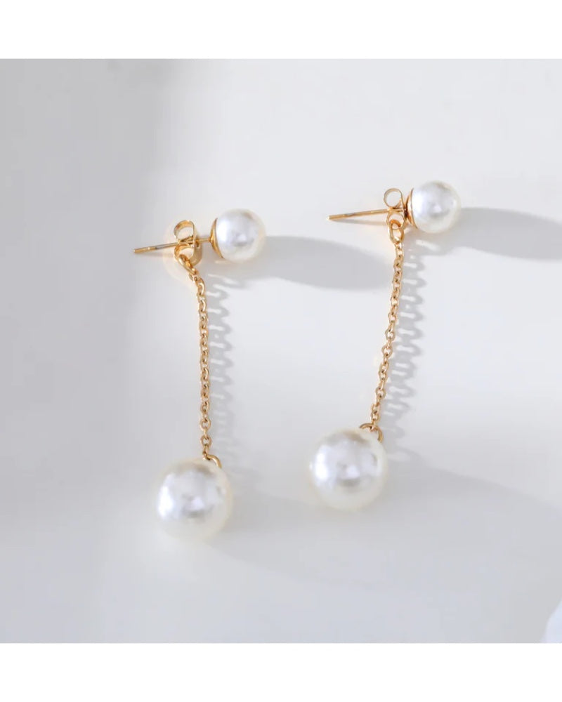 Minty 2 In 1 Detachable Pearl Drop Earrings