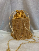 Ila Ruffle Crystal Bag - Gold