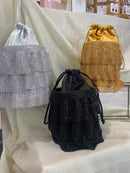 Ila Ruffle Crystal Bag - Gold