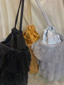 Ila Ruffle Crystal Bag - Gold