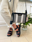 Dice Woven Stripe Crossbody Bag - 13D2293 Black