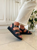 Heavenly Feet 'Fleur' Wedged Sandal - Black