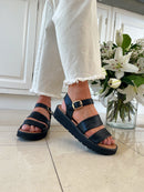 Heavenly Feet 'Fleur' Wedged Sandal - Black