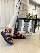 Dice Woven Stripe Crossbody Bag - 13D2293 Black