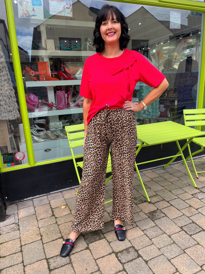 Nyla Animal Print Palazzo Trousers