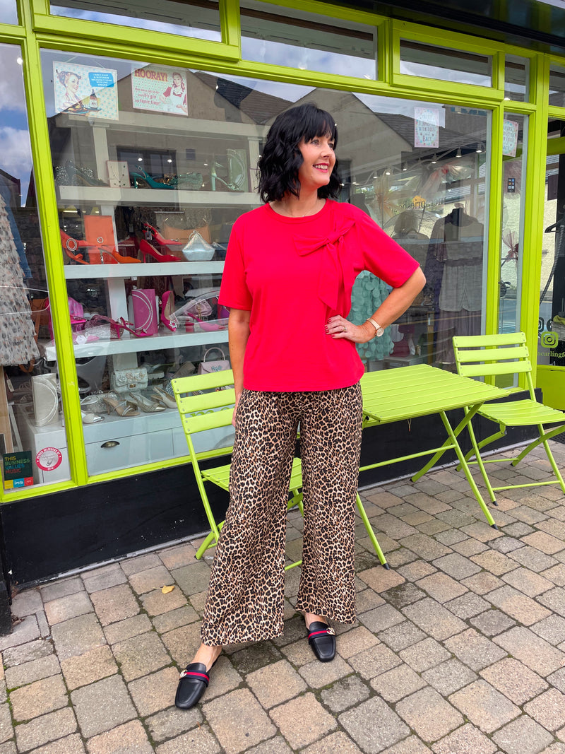 Nyla Animal Print Palazzo Trousers