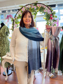 Celtic Ore Herringbone Scarf - Navy & Teal Ombre