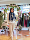 Celtic Ore Herringbone Scarf - Navy & Teal Ombre