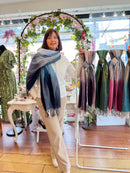 Celtic Ore Herringbone Scarf - Navy & Teal Ombre