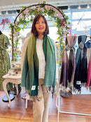 Celtic Ore Herringbone Scarf - Light & Dark Green Ombre