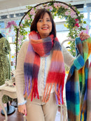 Celtic Ore Chunky Wool Scarf - Red, Purple & Navy