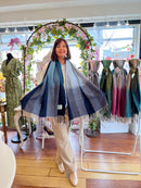 Celtic Ore Herringbone Scarf - Navy & Teal Ombre