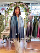 Celtic Ore Herringbone Scarf - Navy & Teal Ombre