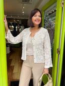 Fiadh Pearl & Bead Embroidered Crochet Cardi - Cream