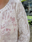Fiadh Pearl & Bead Embroidered Crochet Cardi - Cream