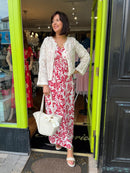 Magic Rose Print Maxi Dress - Red